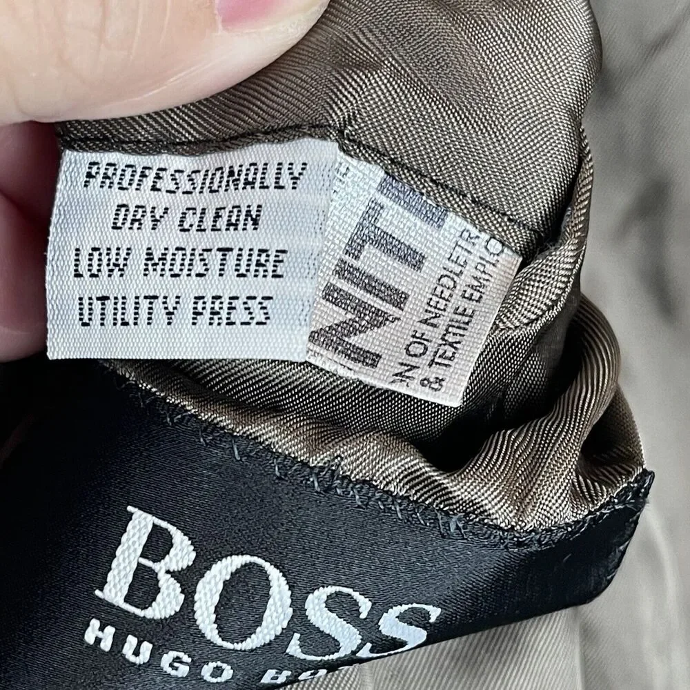 Hugo Boss Blazer Jacket Men 44L‎ Black Brown Schurwolle Virgin Wool Blend Career